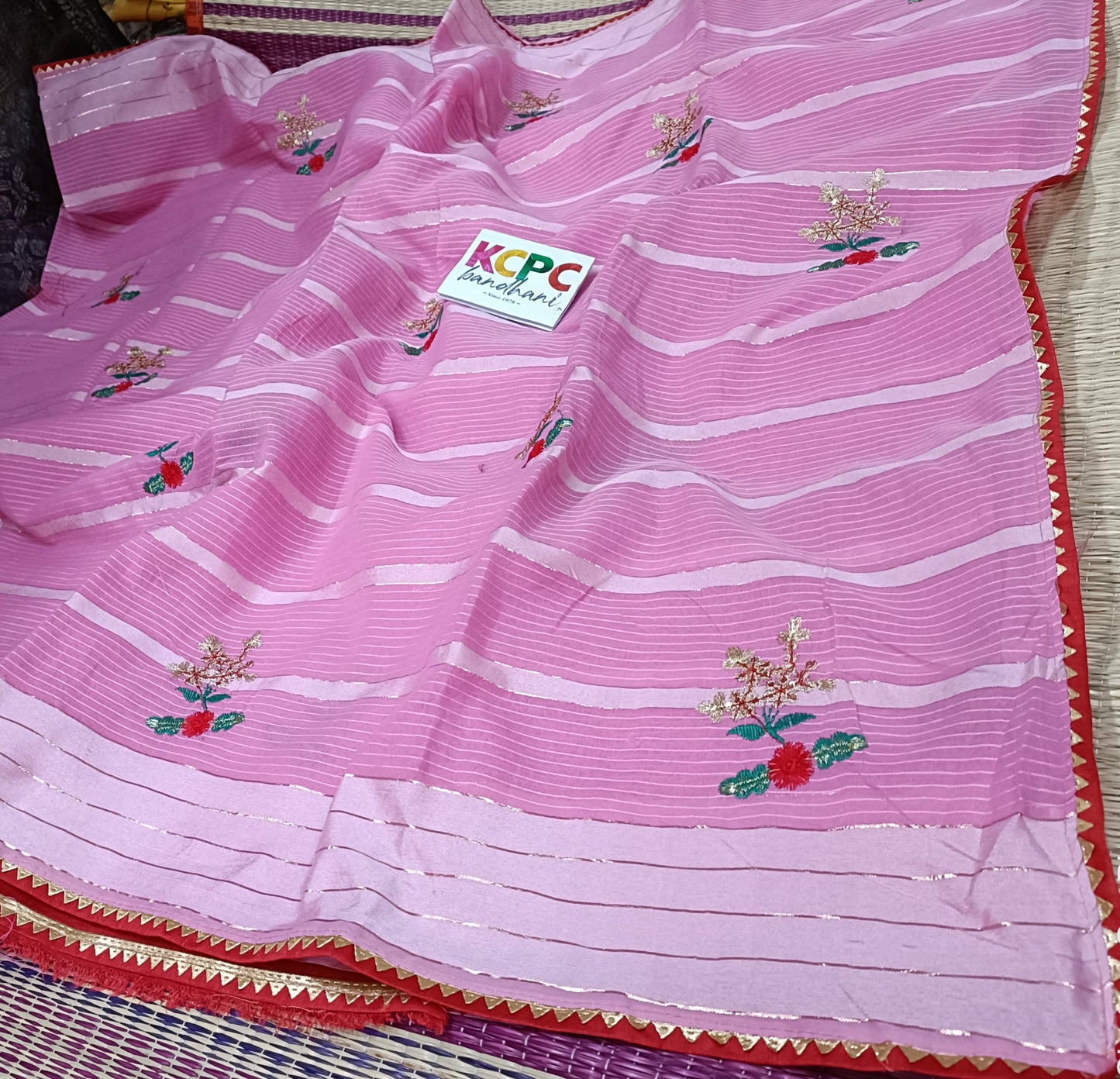 Latest new pure soft kota doriya fabric with embroidery work saree