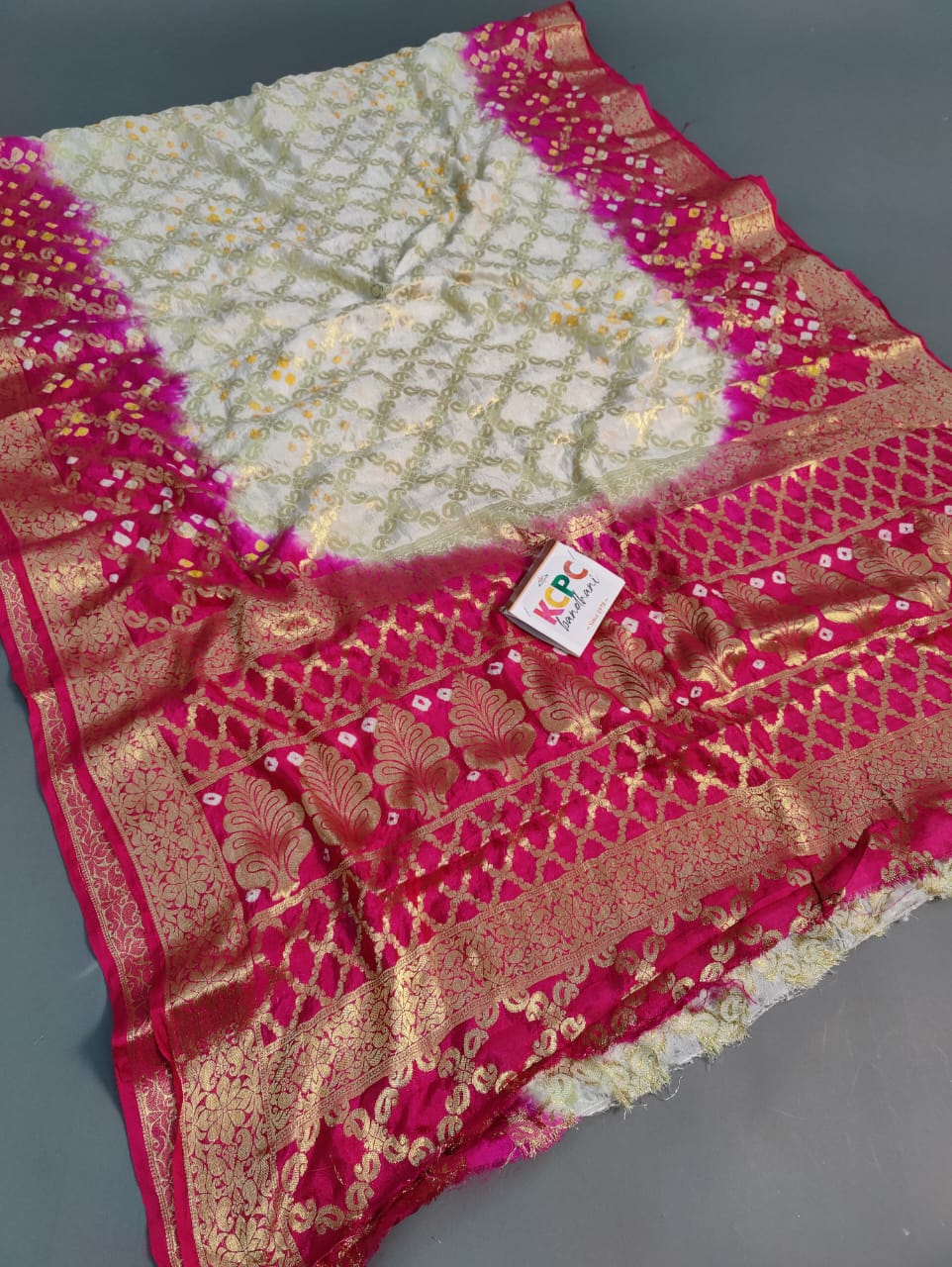 Bandhej silk gharchola double carry   saree