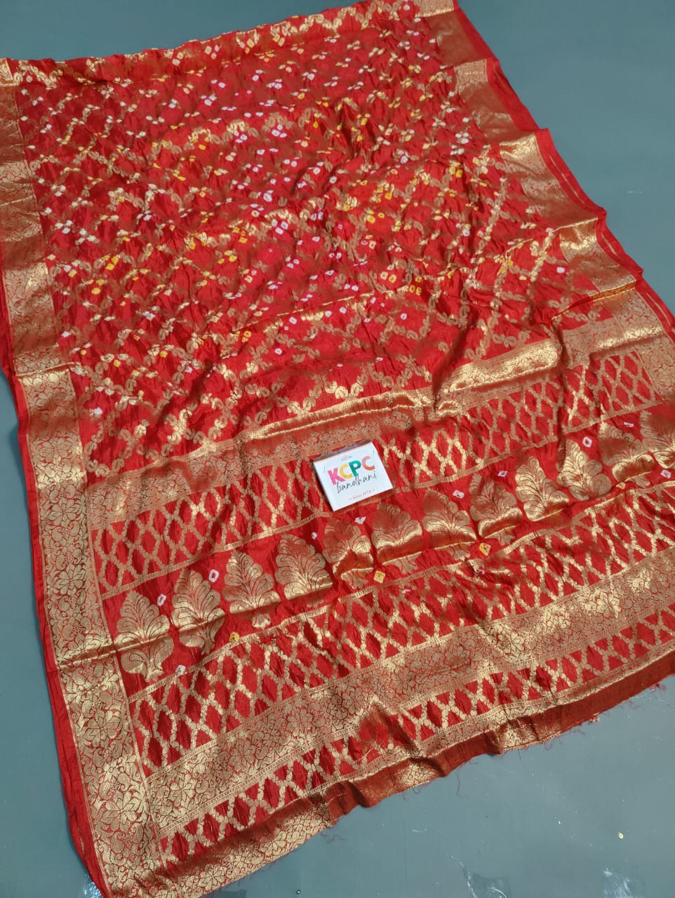 Bandhej silk gharchola double carry   saree