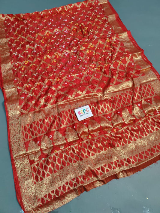 Bandhej silk gharchola double carry   saree