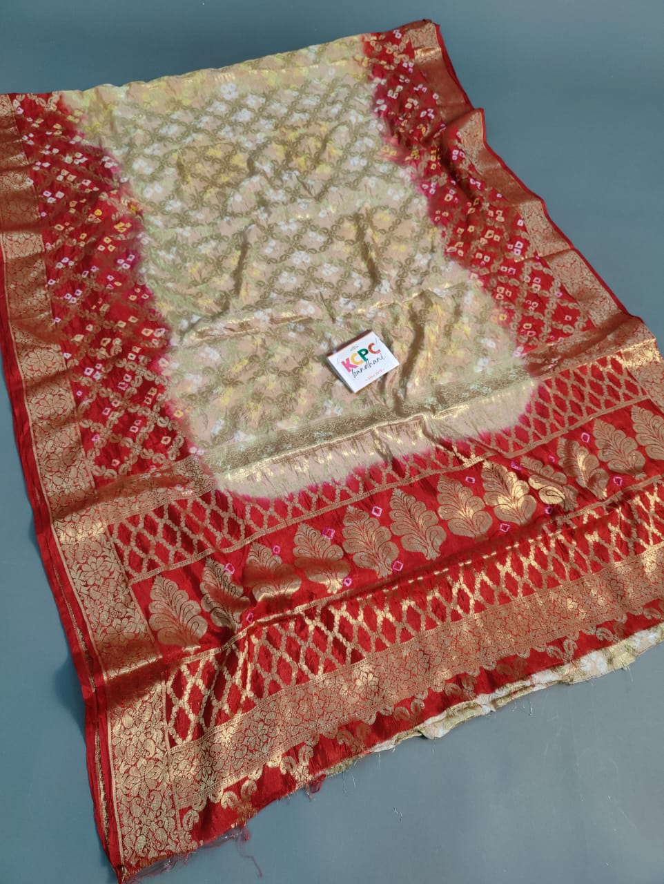 Bandhej silk gharchola double carry   saree