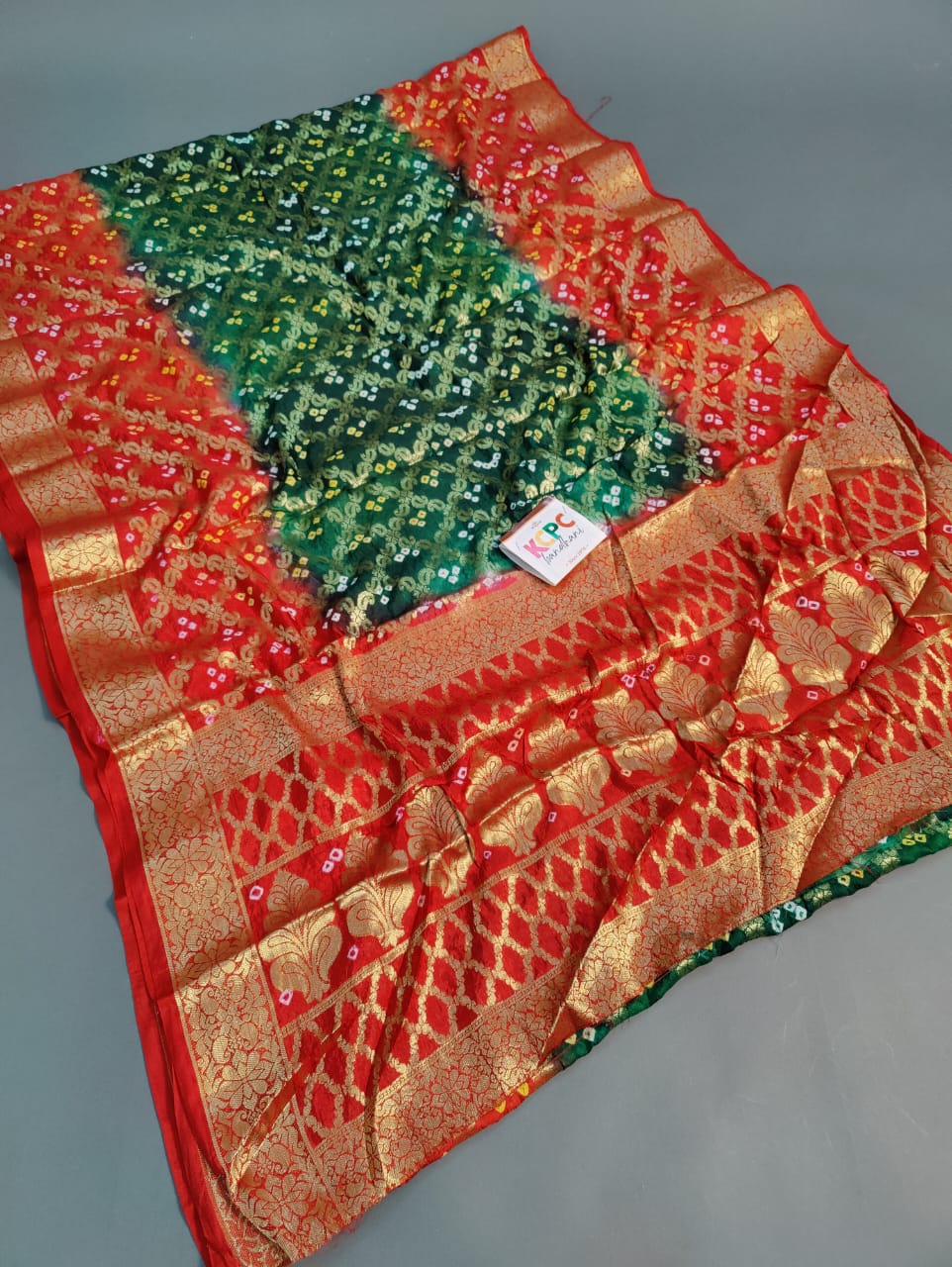 Bandhej silk gharchola double carry   saree