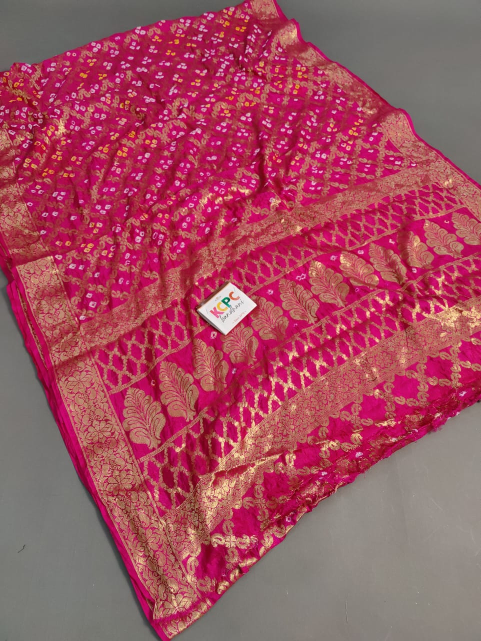 Bandhej silk gharchola double carry   saree