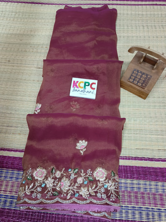 Beautiful Pure banarasi Tussar silk with heavy work saree