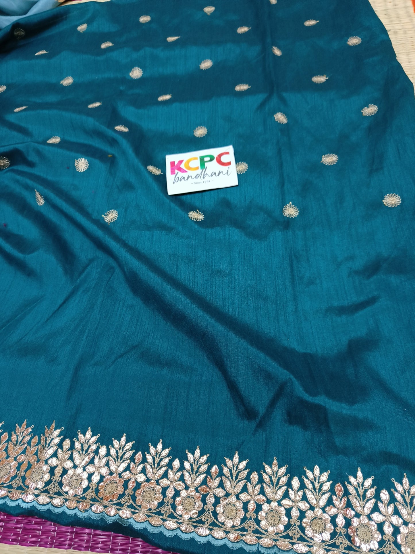 Latest Raw silk fabric with heavy gotapatti work  saree