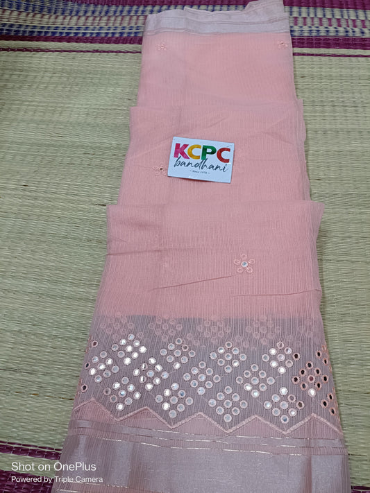 Latest  Soft kota doriya fabric with stone work saree