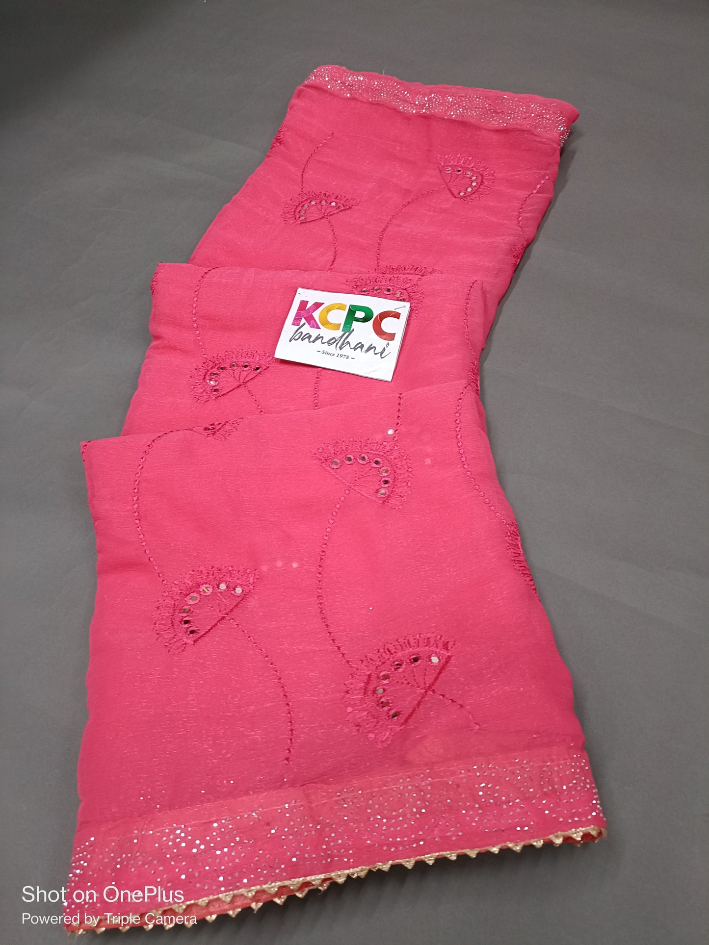 Latest pure chiffon fabric with Kashida embroidery work saree