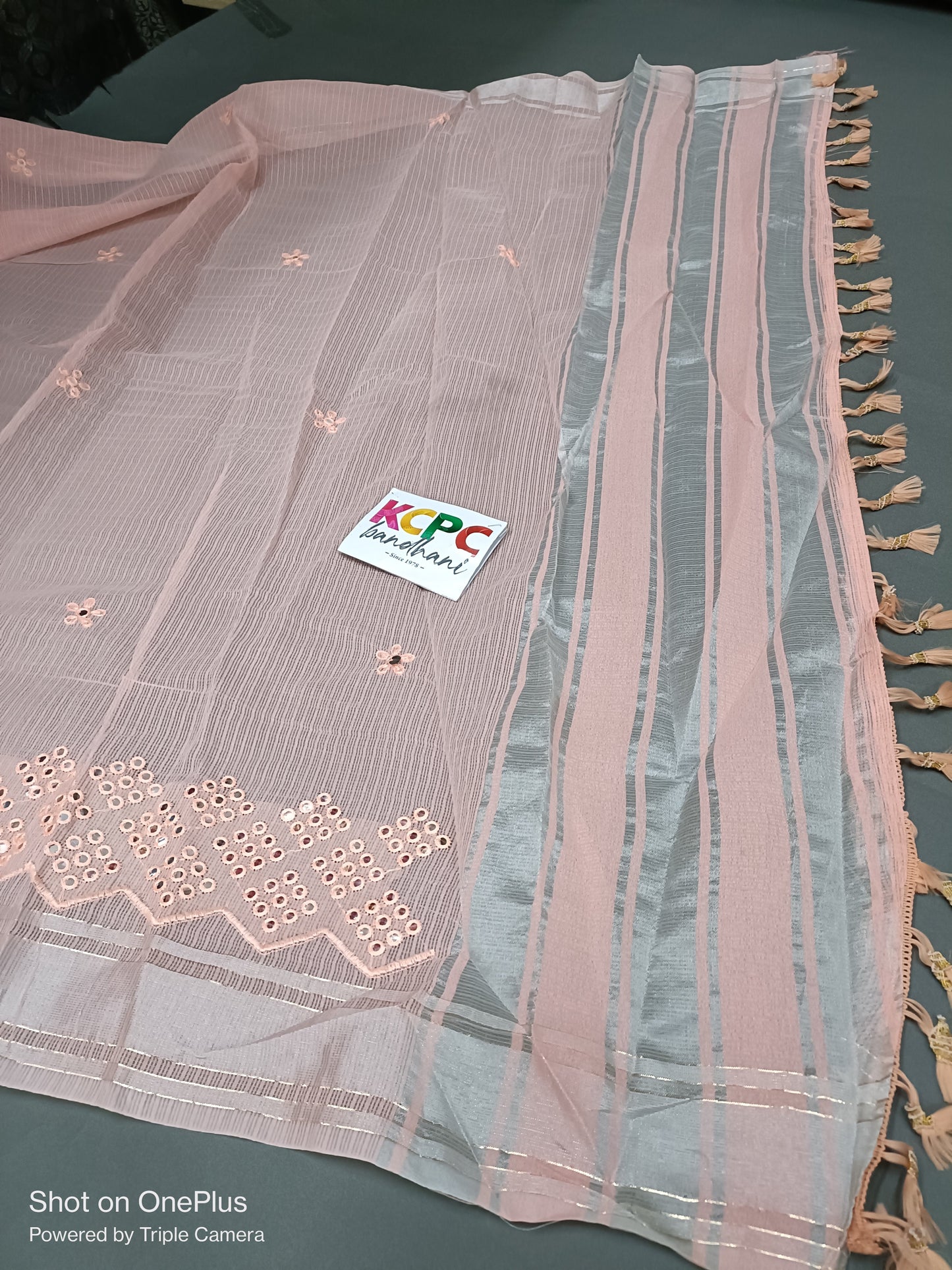 Latest  Soft kota doriya fabric with stone work saree