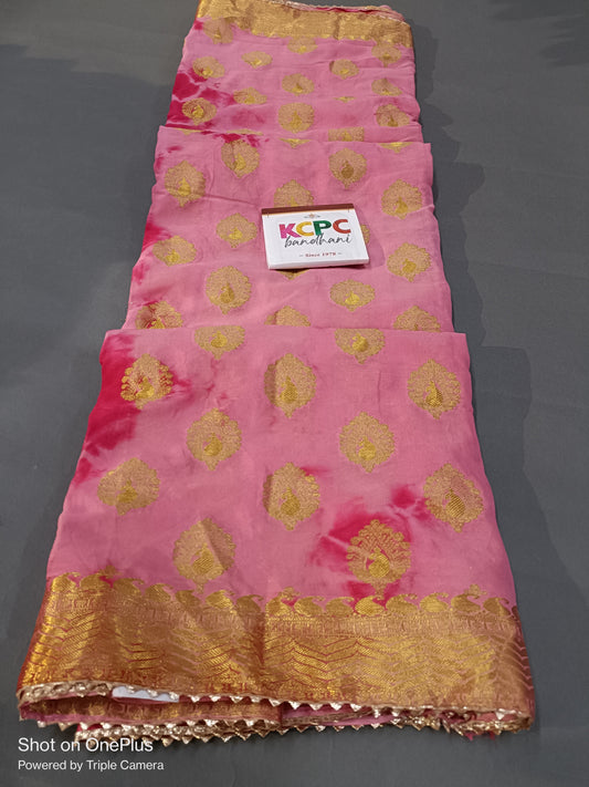 Pure chiffon fabric simbhori banarasi butti  work saree