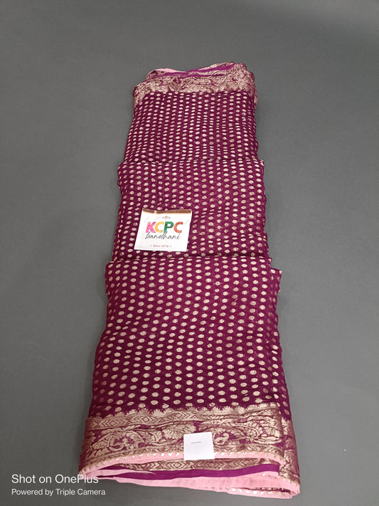 Pure Khaddi Georgette Banarasi Zari Weaving Saree, kcpc, nr