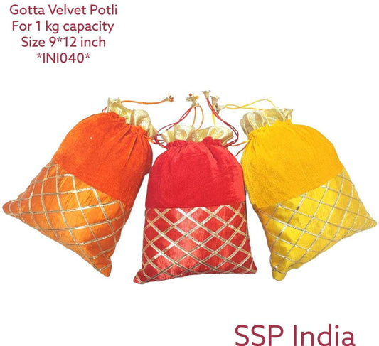 Half Gotta Velvet Potli Bags(48 Pcs) Nr Ssp Return Gifts