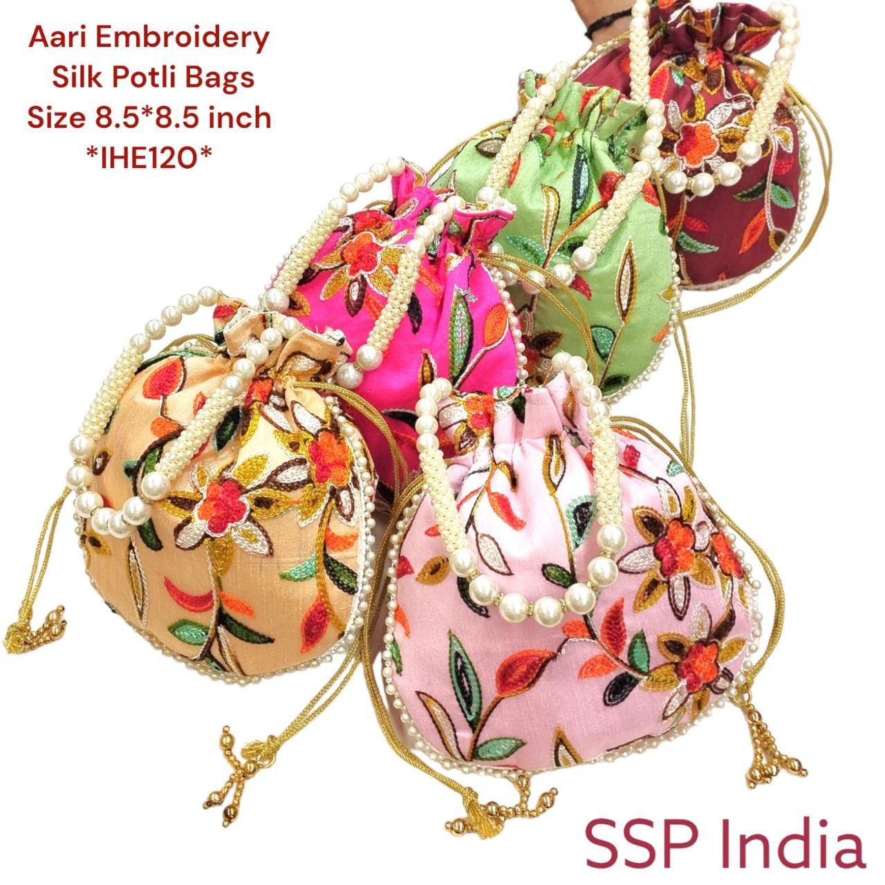 Woollen Aari Embroidery Potli Bags(24 Pcs) Or Ssp Return Gifts