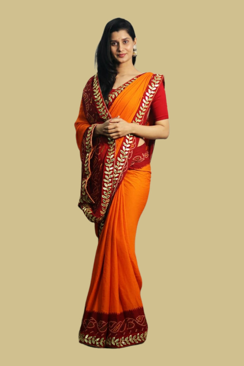 Kalash Design Pure Chundri Bandhej Saree - Rana's by Kshitija