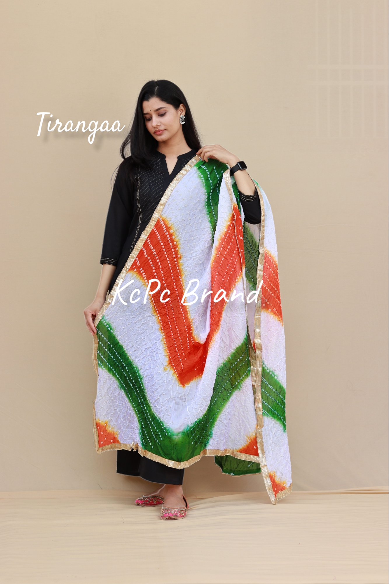 Tirangaa : Bandhani Tricolor dupatta