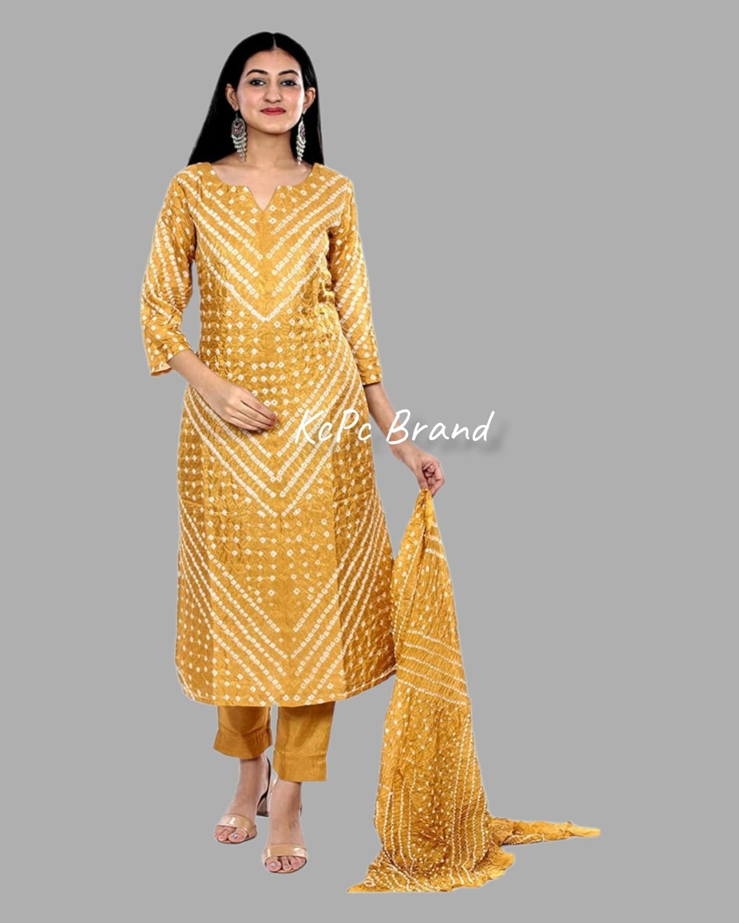 Art Silk Bandhani Dress Material, OR, KC
