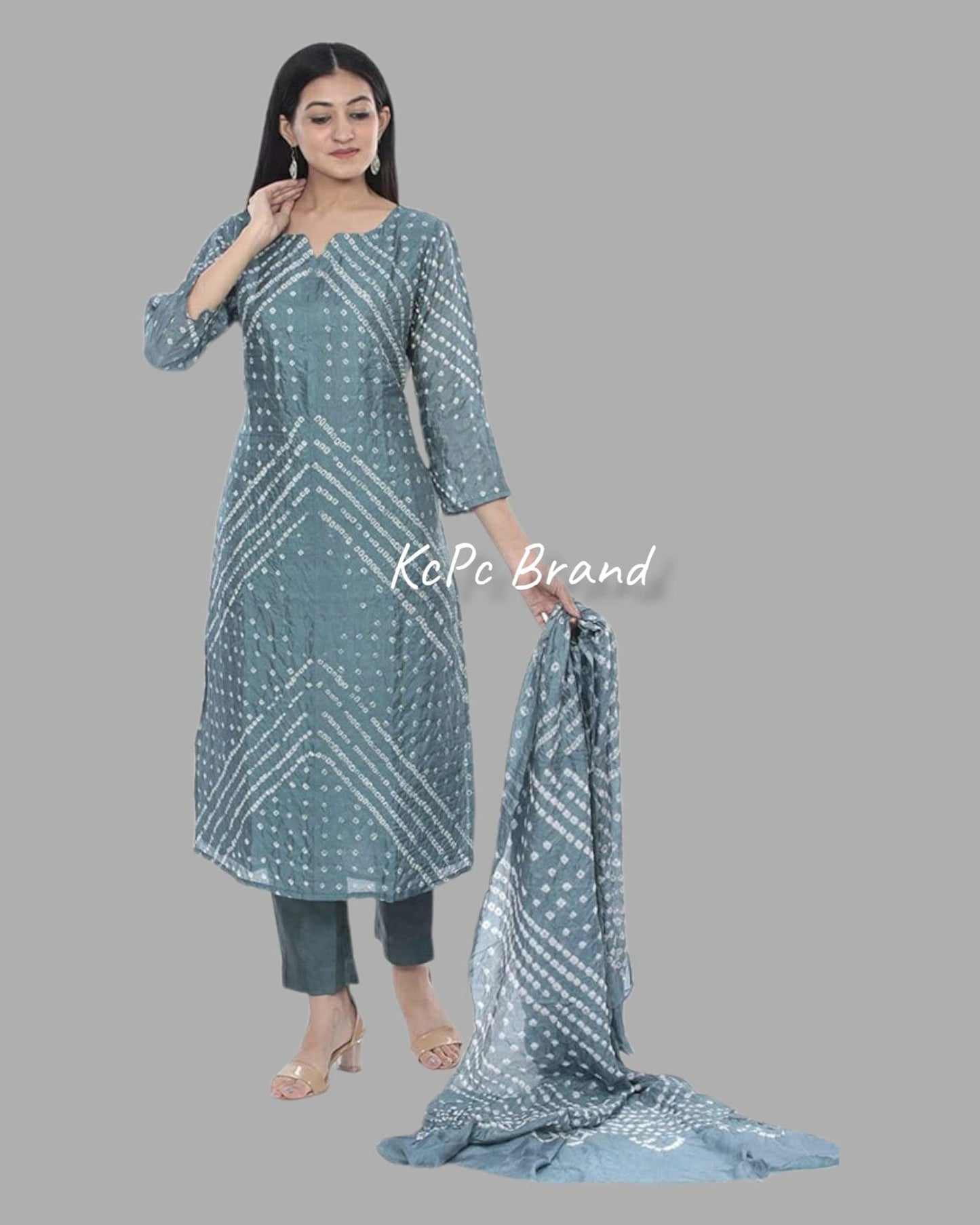 Art Silk Bandhani Dress Material, OR, KC