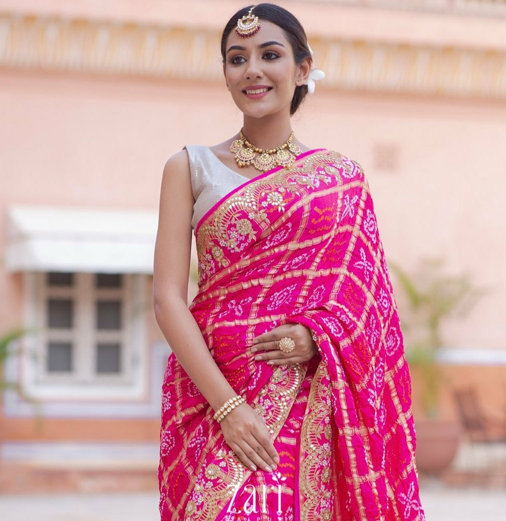 Red Pure Gaji Silk Bandhani Saree Red Gharchola Silk Saree Checks Bandhej  Sari With Blouse Red Sari Red Blouse Indian Traditional Wear Sari - Etsy