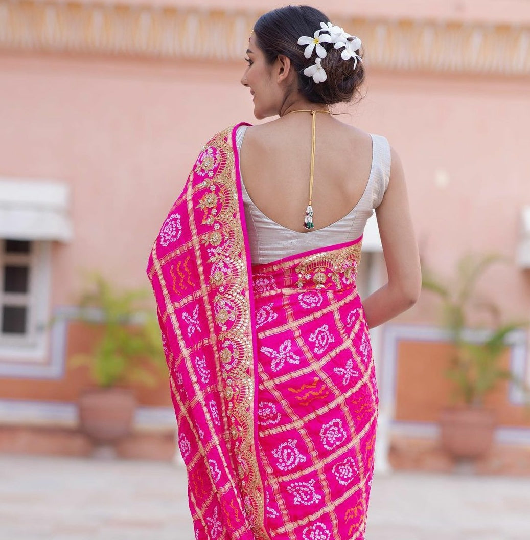 Pure Gaji Silk Bandhani Ghatchola Saree Nr Kcpc