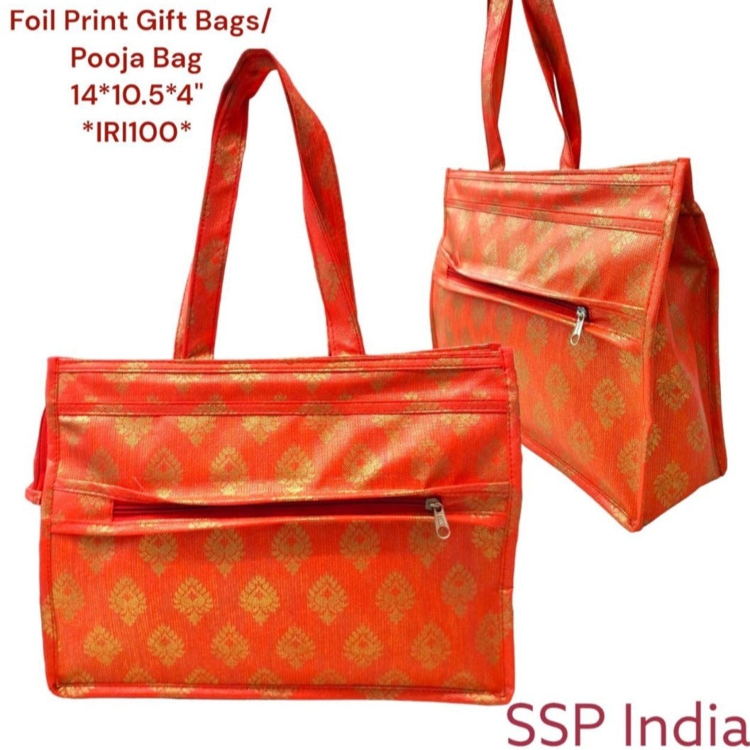 Foil Printed Pooja Gifting Bags (Set Of 10) Or Ssp Return Gifts
