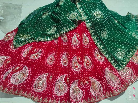 Pure Ojariya Chinon Raibandhej Zero Gotapatti Original Jaipuri Work Lehenga Set Nr Satis Lehenga