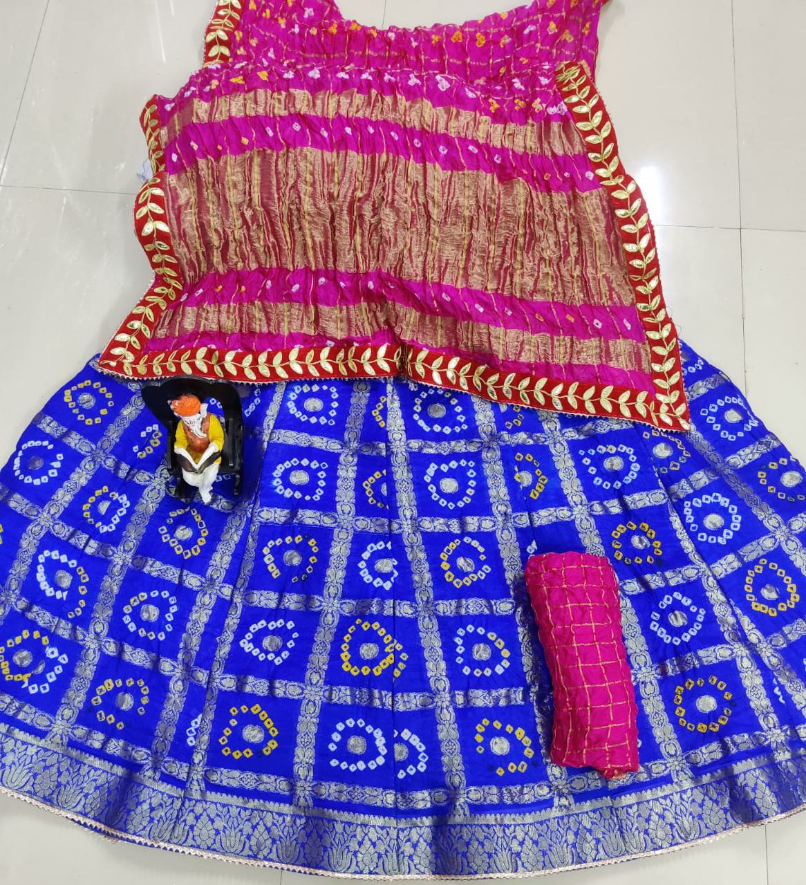 Bandhani Silk Ghatchola Rajasthani Latest Jaipuri Lehenga Chunni Set Nr Kml Lehenga