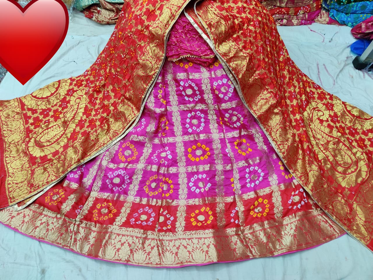 Bandhani Silk Ghatchola Rajasthani Latest Jaipuri Lehenga Chunni Set Nr Kml Lehenga