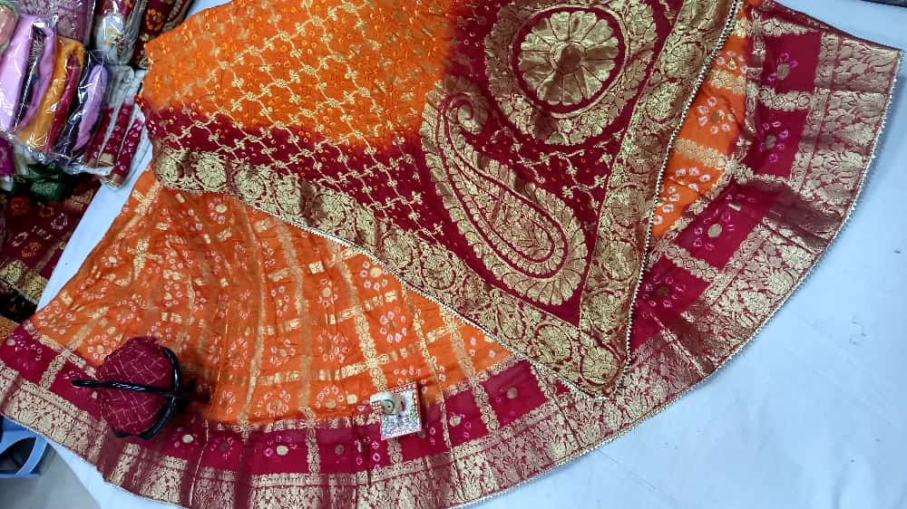 Bandhani Silk Ghatchola Rajasthani Latest Jaipuri Lehenga Chunni Set Nr Kml Lehenga