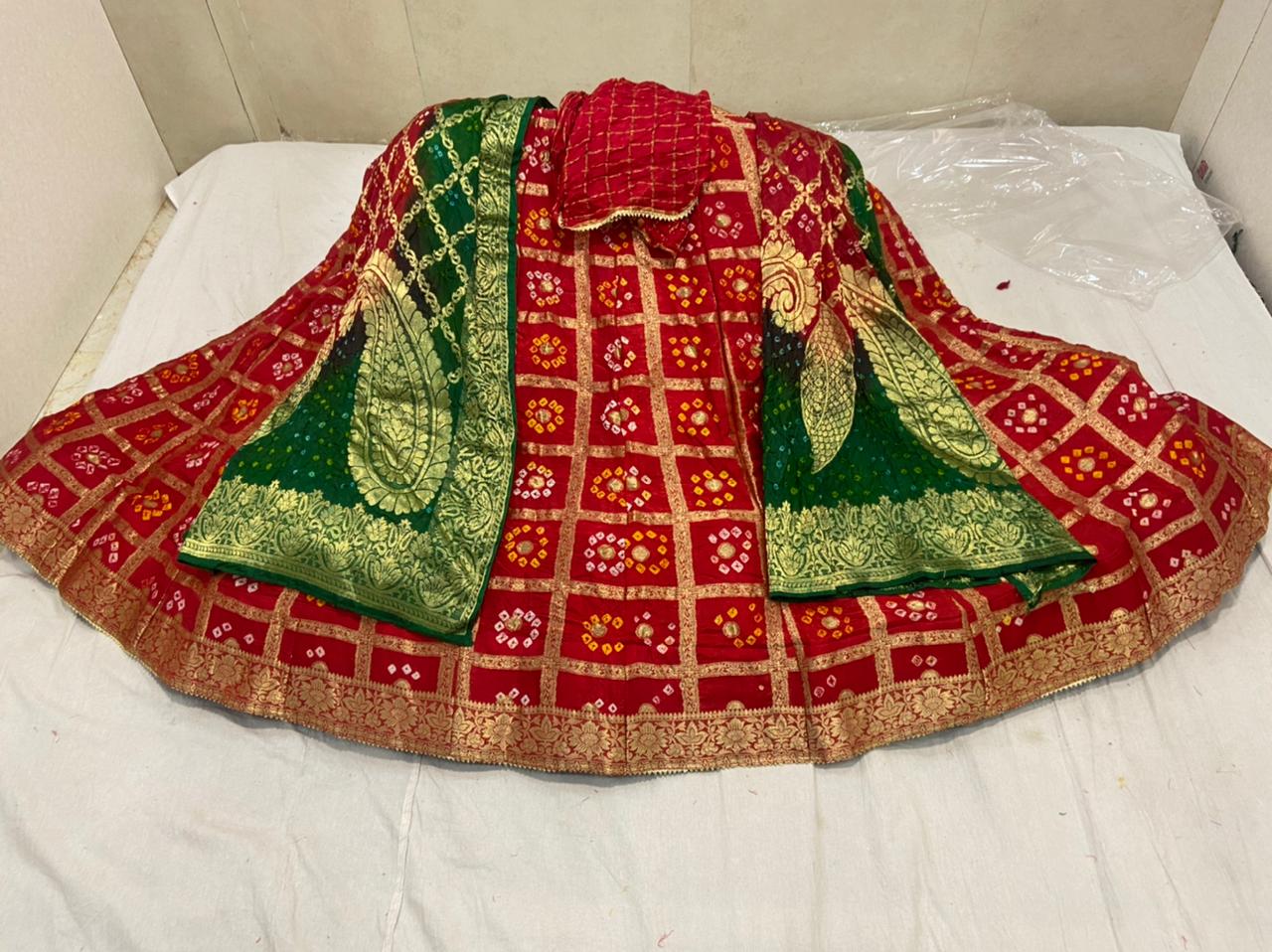 Pure Georgette Bandhani Ghatchola Panetar Theme Jaipuri Lehenga Set wi –  Priyaz Gallery