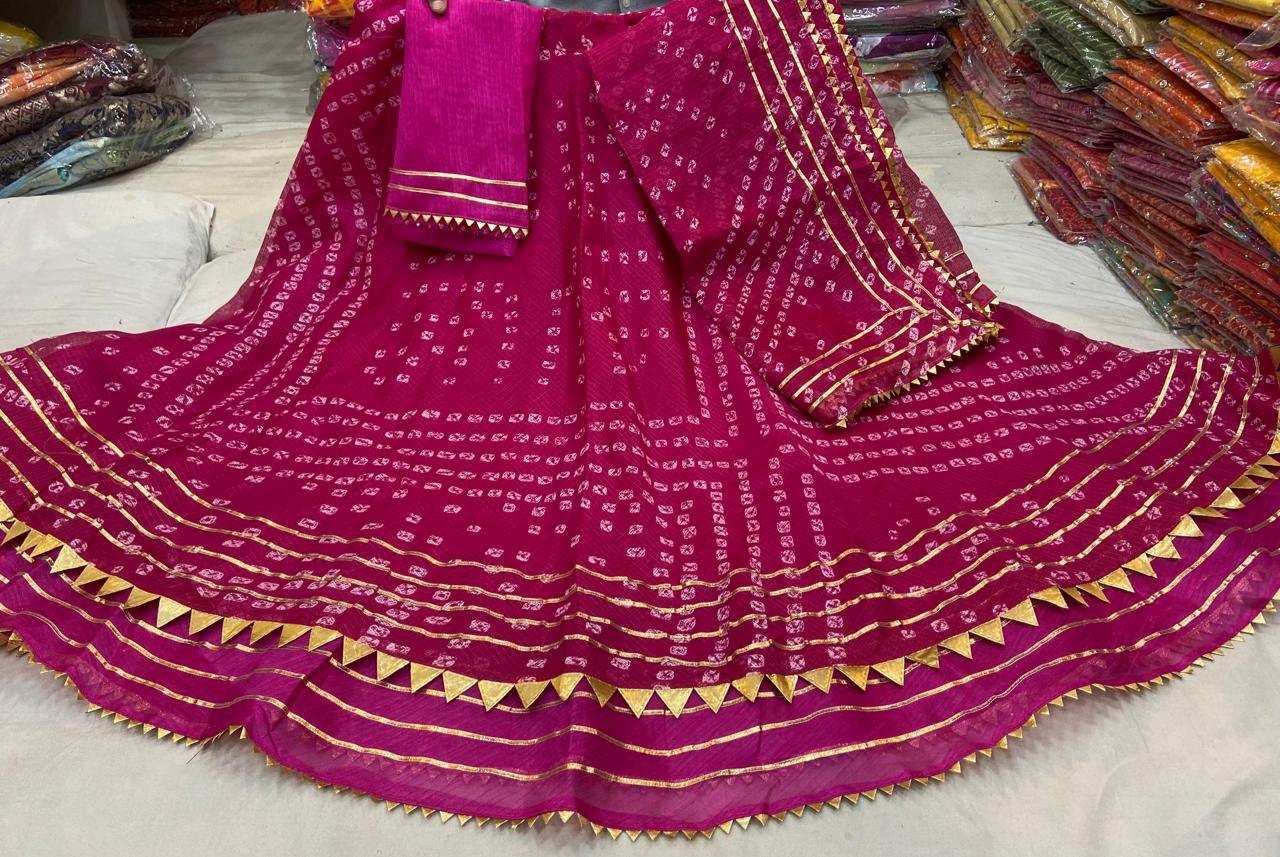 Lehenga Choli for Women Rajasthani Jaipuri Traditional Silk Lehenga With  Beautiful Kachi Gotta Patti Work Chaniya Choli - Etsy