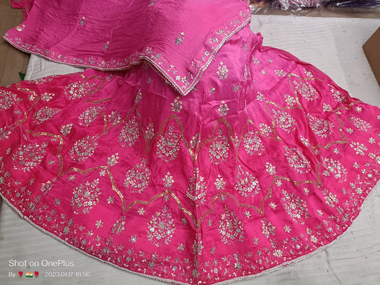 Latest Designer Pure Upara Silk Lehnga With Hand Work Full Hevy With Pure Chinon Fabric Duptta Nr