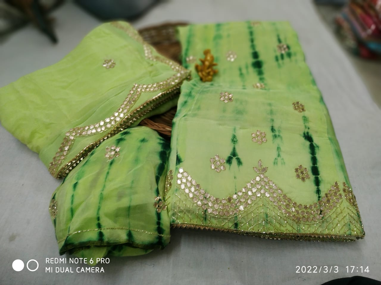 New Marble Design Pure Uppda Silk Cutdana Handwork Langha & Chinon Duptta Nr Kml Paroot Lehenga