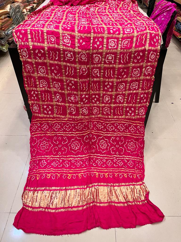 Pure Gaji Silk Bandhani Ghatchola Saree Kc Nr