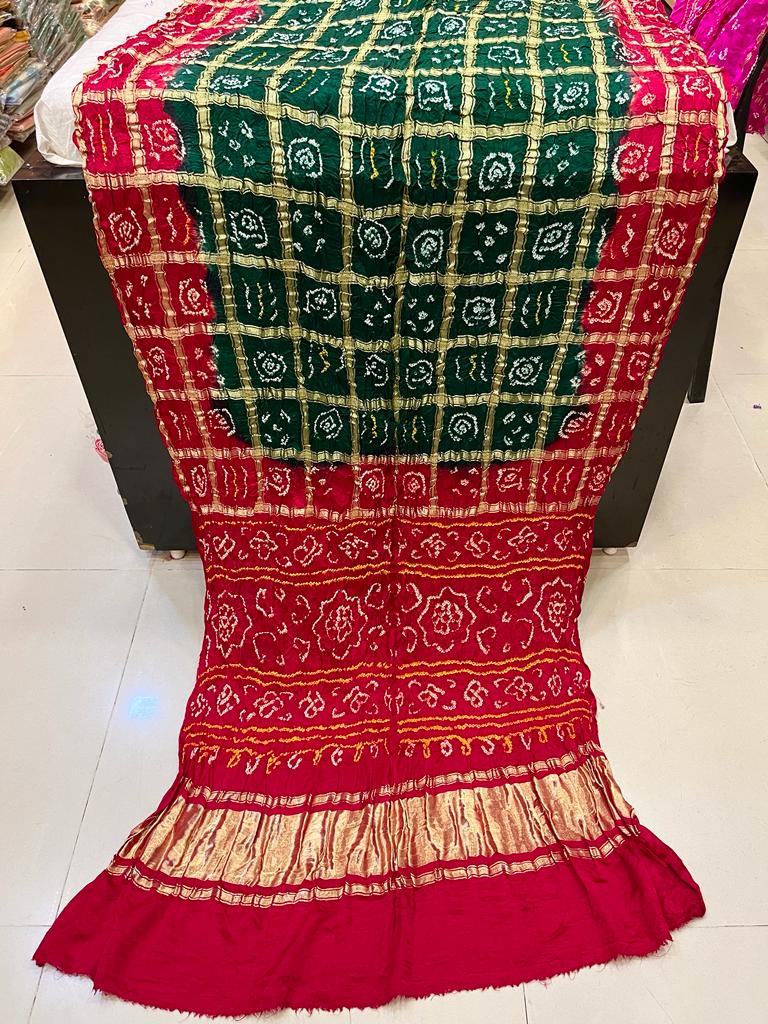 Pure Gaji Silk Bandhani Ghatchola Saree Kc Nr