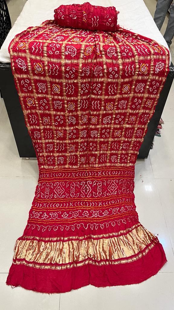 Pure Gaji Silk Bandhani Ghatchola Saree Kc Nr Orange Parpal