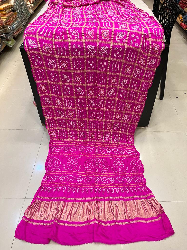 Pure Gaji Silk Bandhani Ghatchola Saree Kc Nr Rani