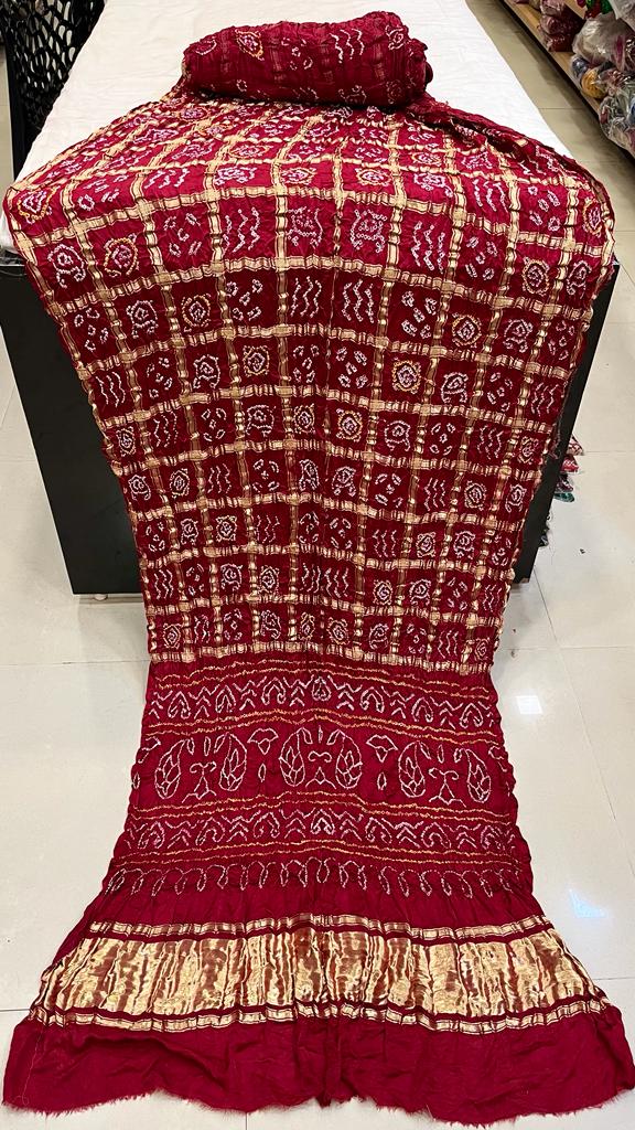 Pure Gaji Silk Bandhani Ghatchola Saree Kc Nr