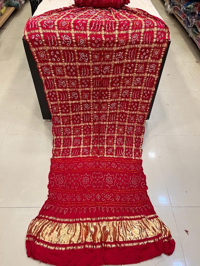 Pure Gaji Silk Bandhani Ghatchola Saree Kc Nr