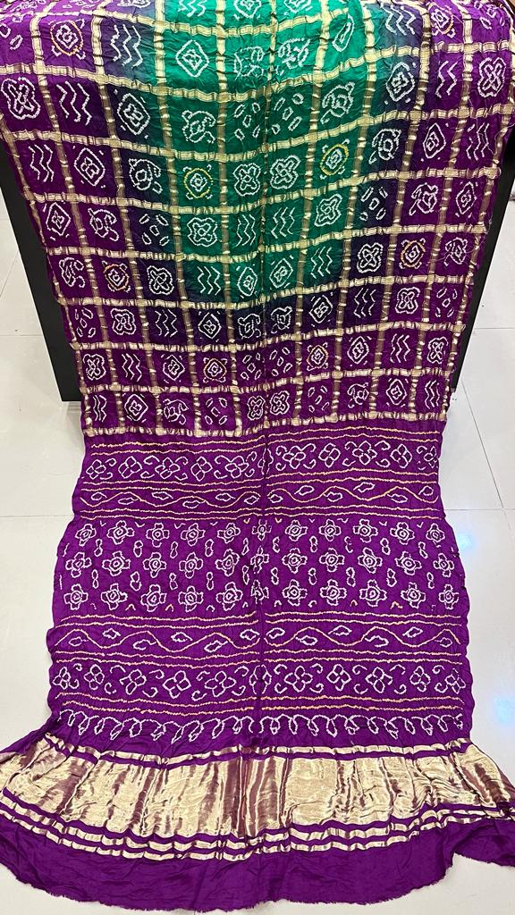 Pure Gaji Silk Bandhani Ghatchola Saree Kc Nr