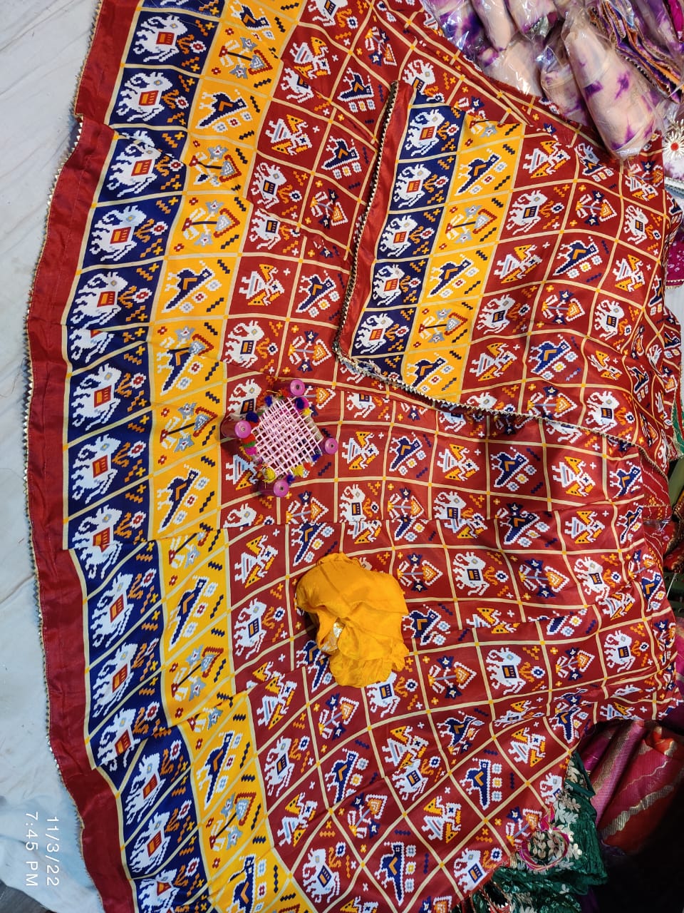Pure Dola Silk Patola Print Inner Weaving Lehenga Kml Or Red Yallow Blue