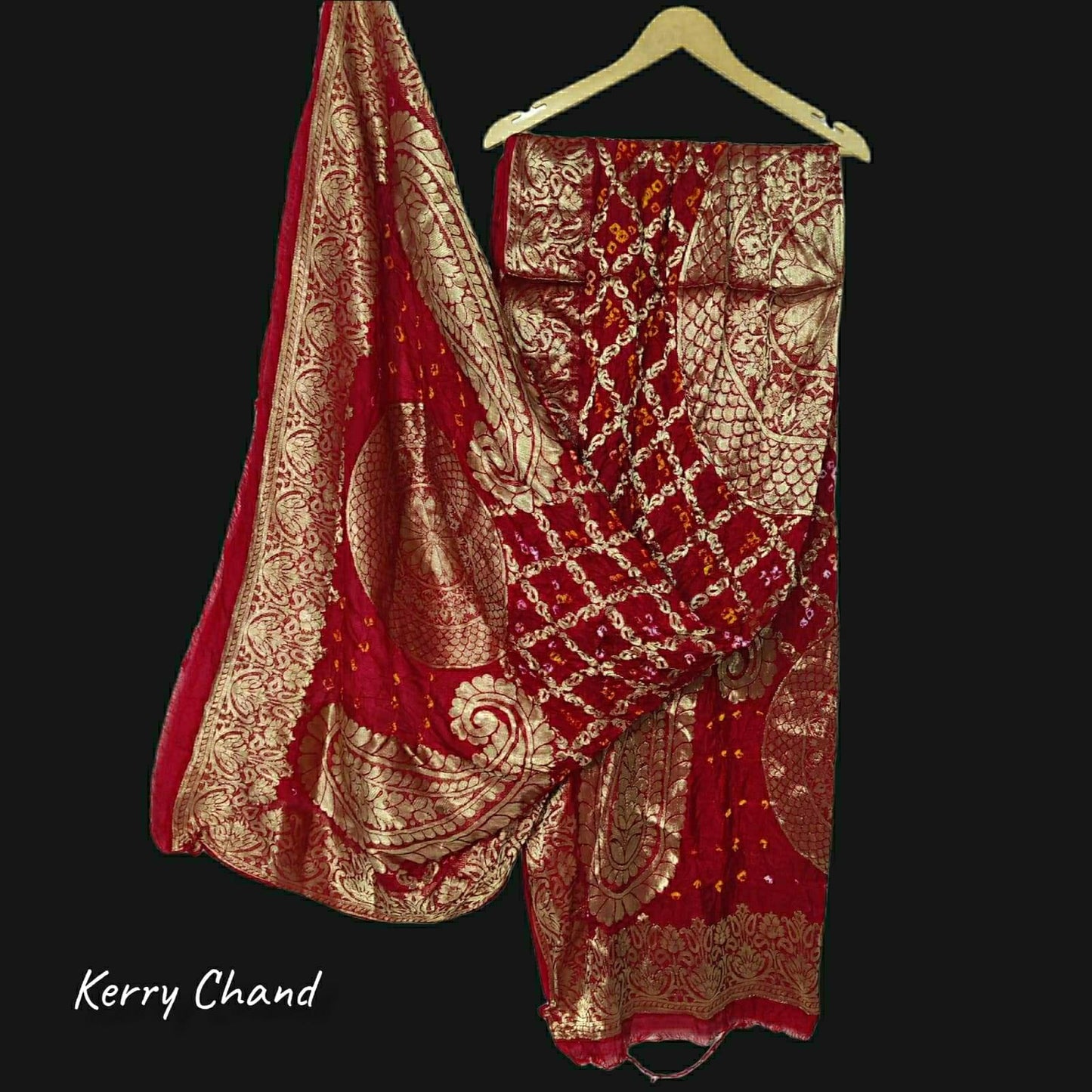 Banarasi Bandhej Gharchola Jangla Dupatta Kc Or Mehroon