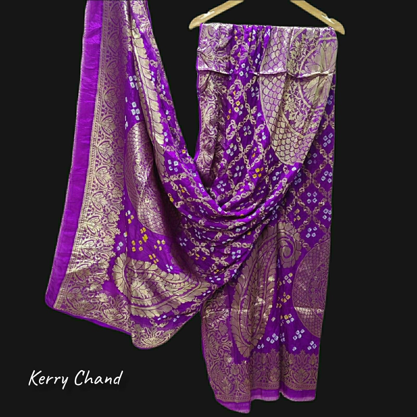 Banarasi Bandhej Gharchola Jangla Dupatta Kc Or Parpl