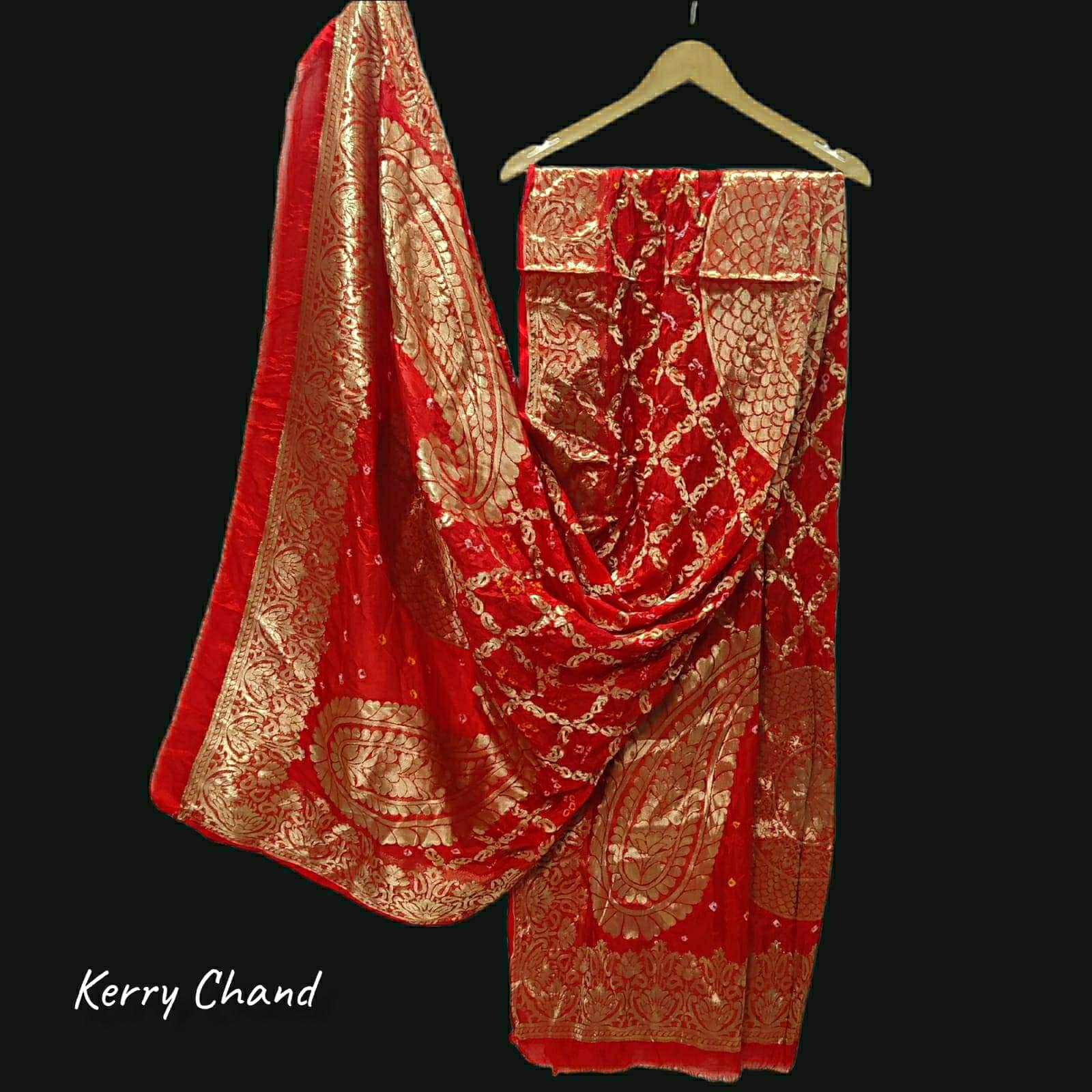 Banarasi Bandhej Gharchola Jangla Dupatta Kc Or Red