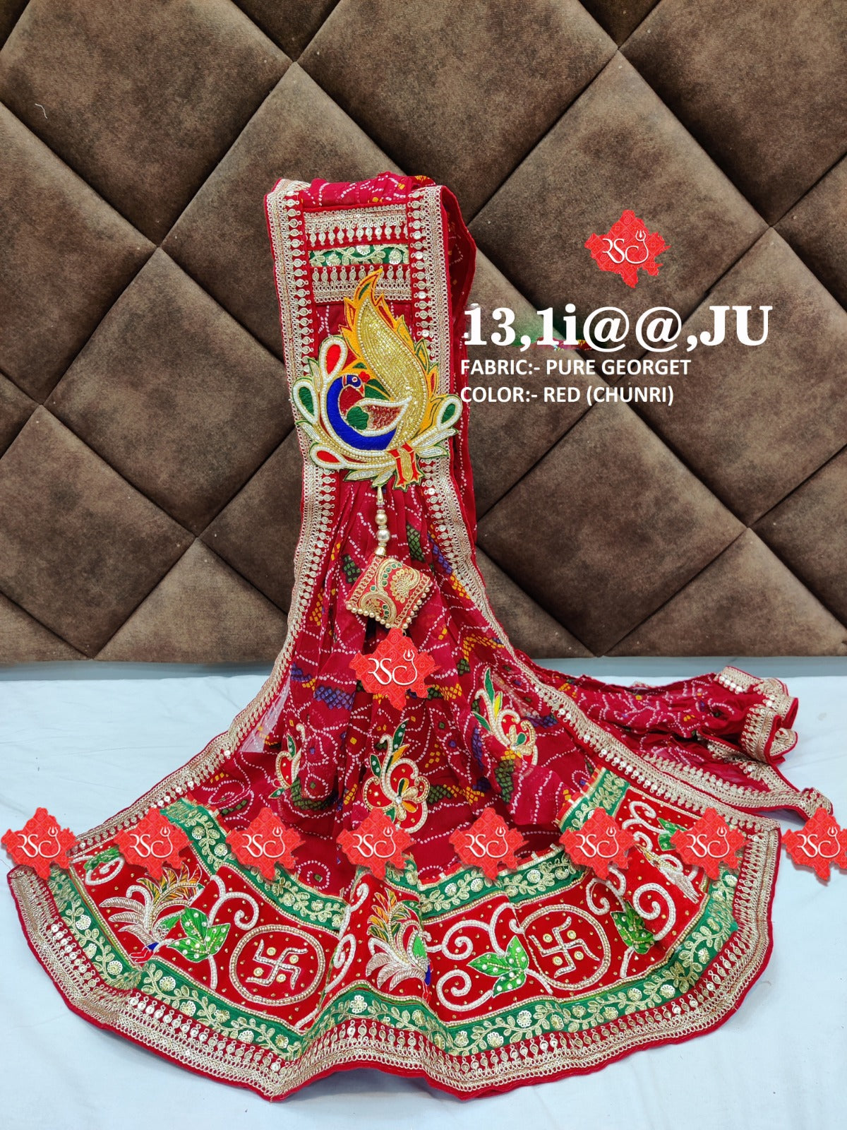 Beautiful Jardoshi Hand Work Odhna Kcpc Nr Piliya Chunri Pila