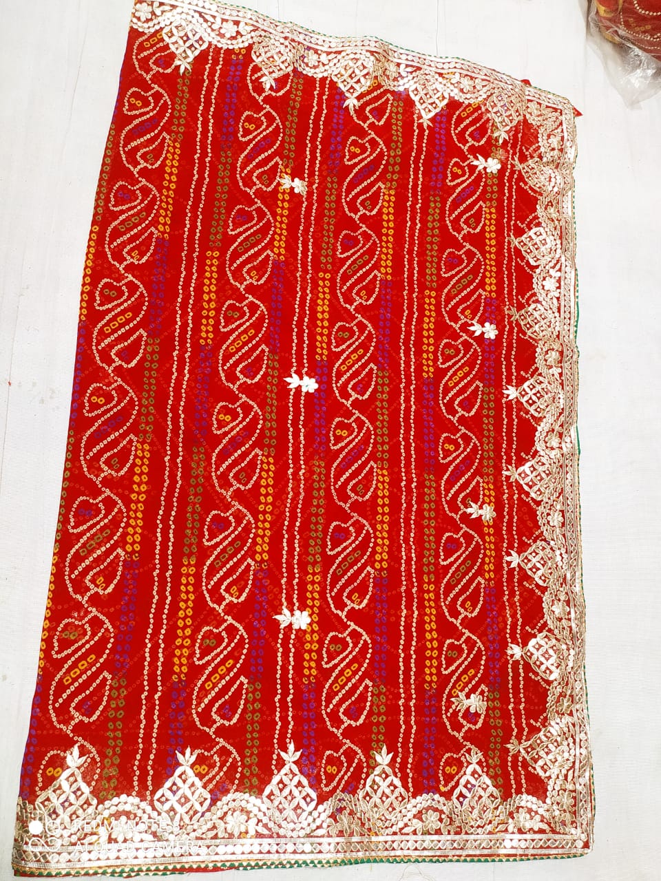 Beautiful Georgette Bhandej Gotapatti Work Saree Mhs Nr