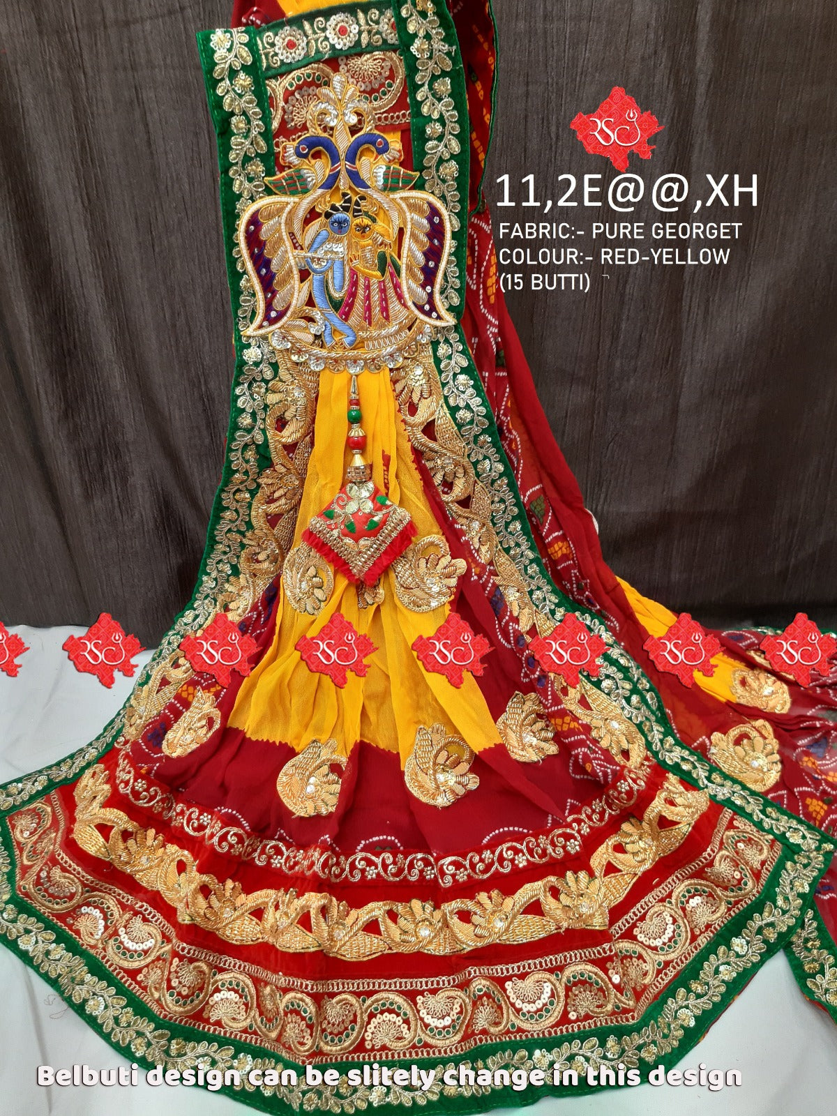 Designer Pure Georgette Chunari Piliya Belbutti Odhna Nr Pomcha Chunri Pila