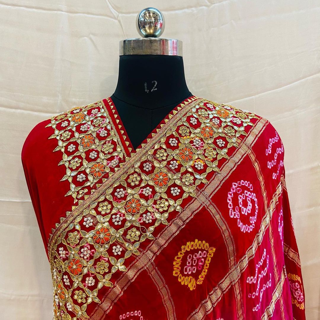 Pure Gaji Silk Gotapatii Dabka Moti Work Saree Sth Nr