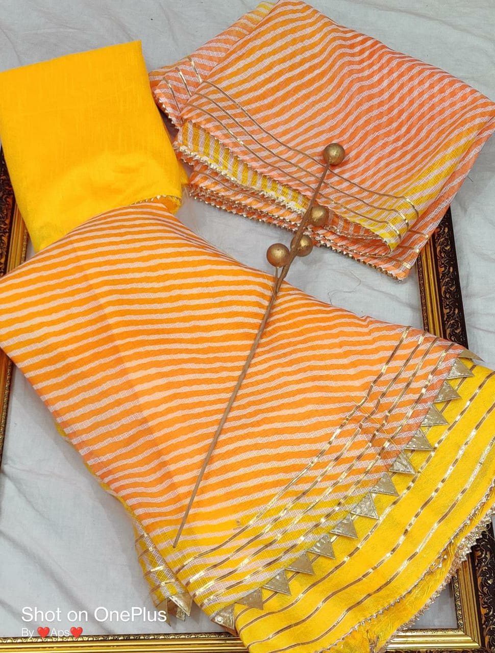 Pure Kota Doriya Lehnga With Lining Gota Kml Or Orange Yellow Lehenga