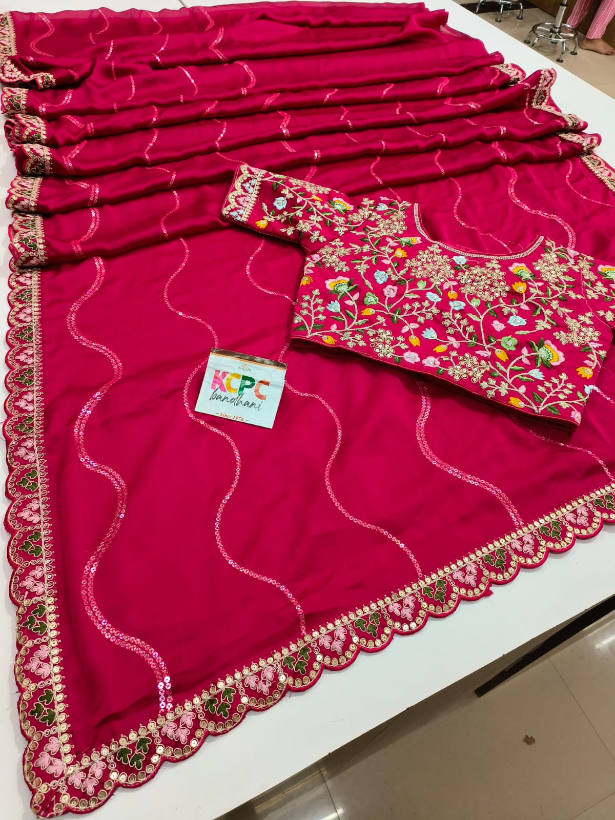 Kcpc Designer Party Wear Pure Fabric Sarees With Stitched Blouse Nr Kc Rani Saree
