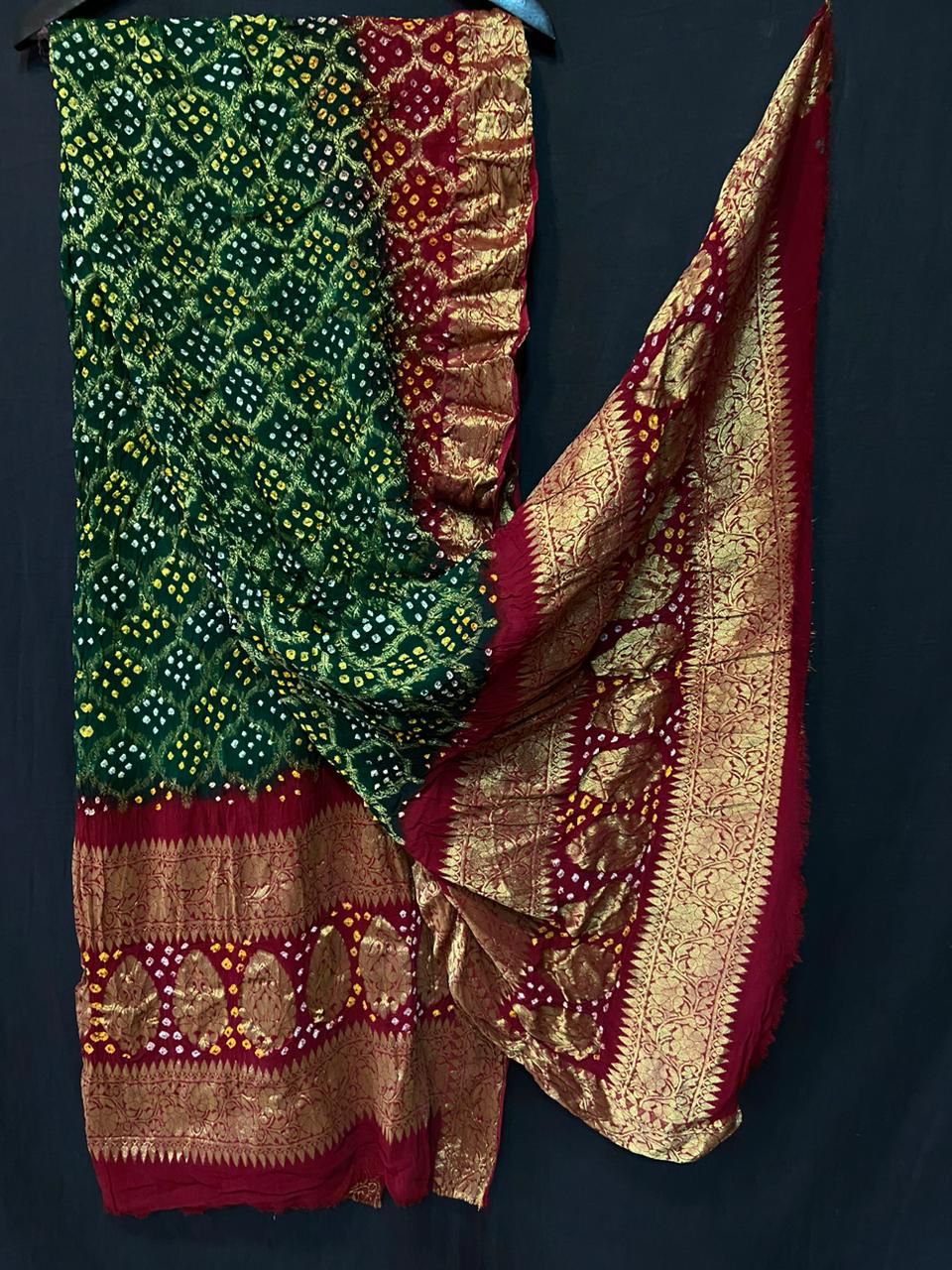 Georgette Double shaded cheks Bandhej Duptta  , OR , KCPC