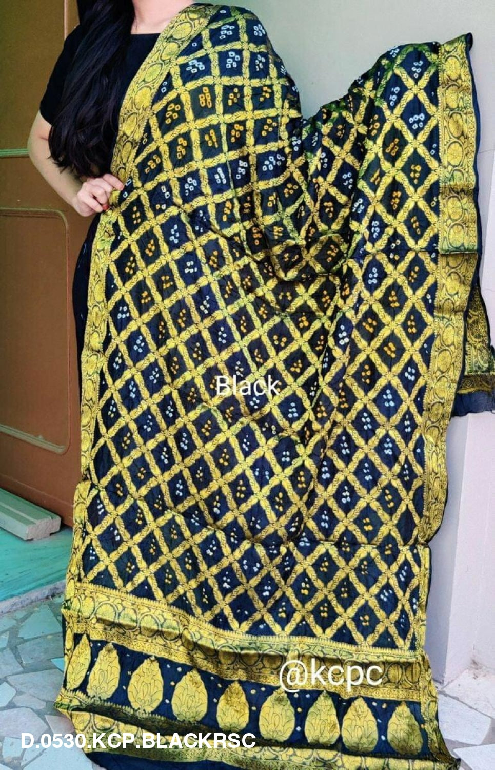 Banarasi Bandhej Gharchola Dupattas Or Kc Black Rsc Dupatta